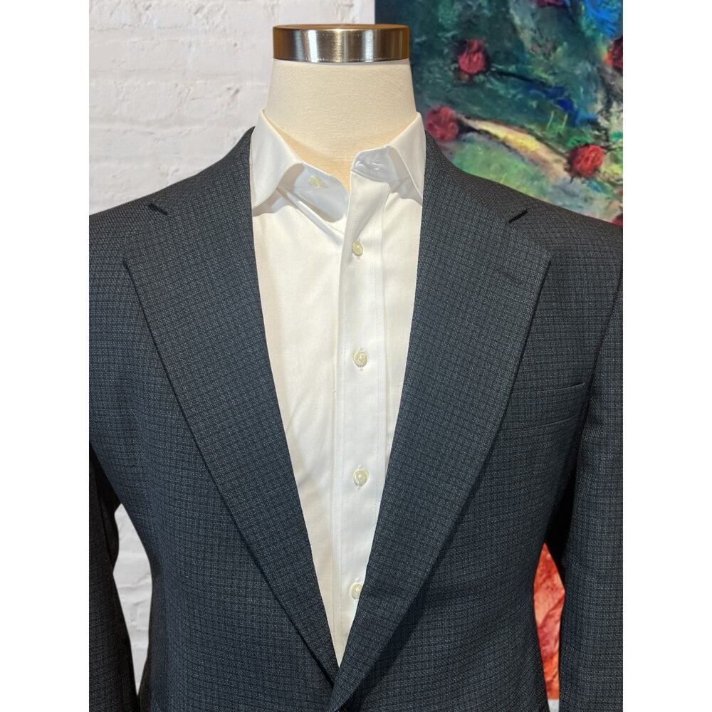 Vtg Haggar Collection 42R Blue Black Micro-Check Plaid Blazer Sport Coat Jacket - Picture 3 of 14